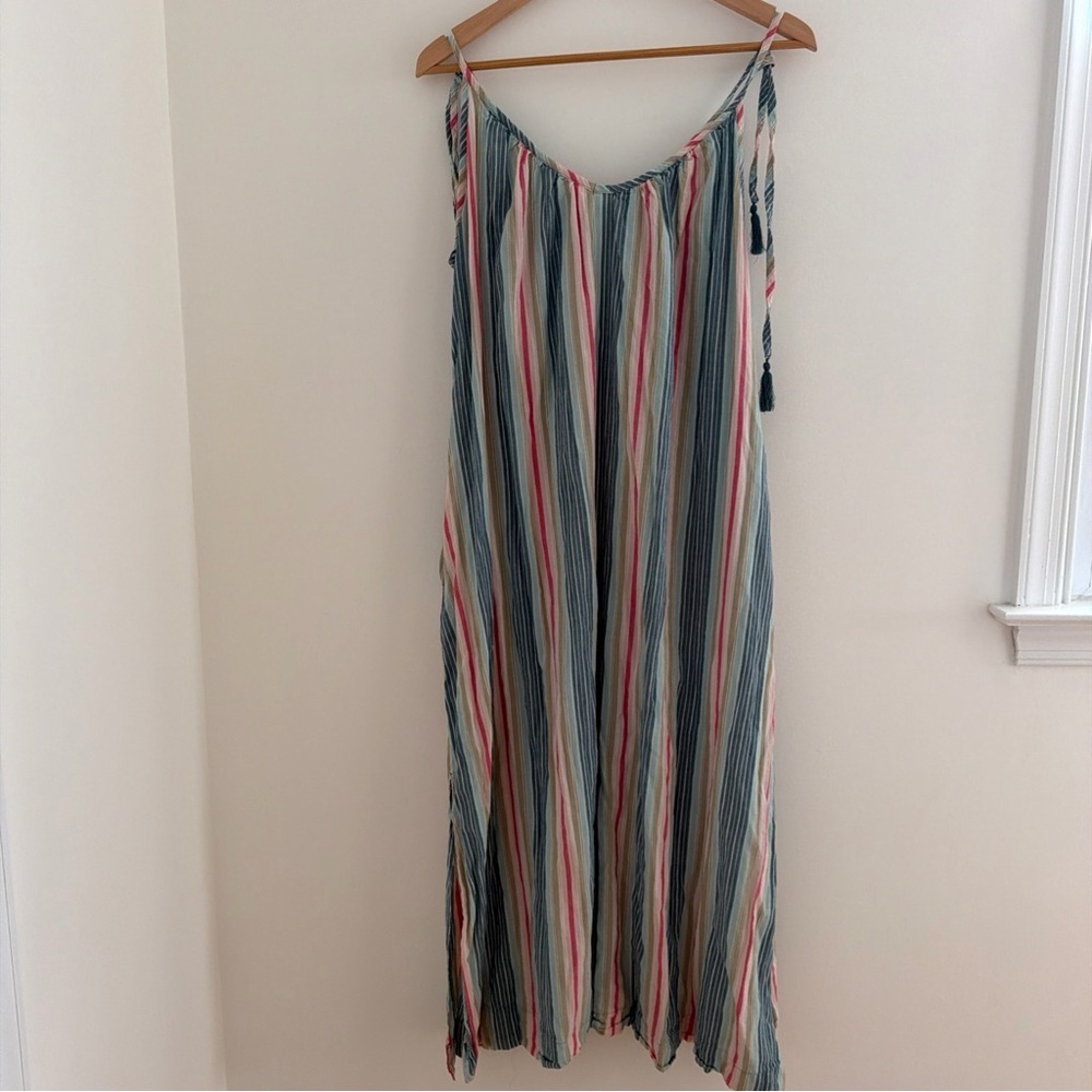 Old Navy Striped Maxi Swing Spring Summer Wedding Dress Tie Beach L - Picture 5 of 8